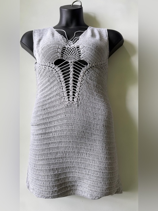 Unbranded Other - Crochet Knit Mini Dress Boho Cottagecore Sleeveless Small